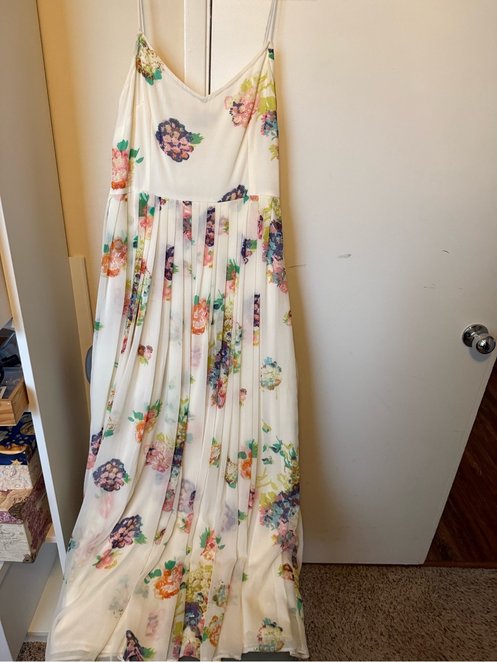 ASOS White Floral Pleated Maxi Dress